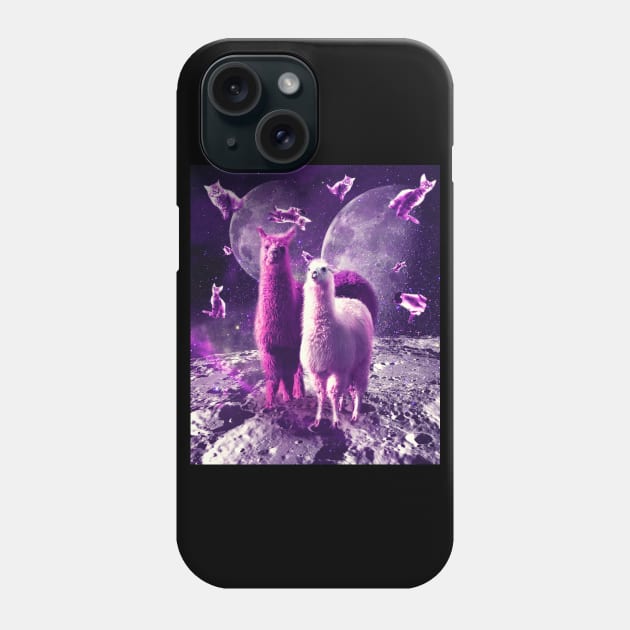 Outer Space Galaxy Cat With Llama Phone Case by Random Galaxy