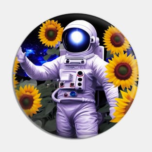 Astronaut big Sunflower Pin