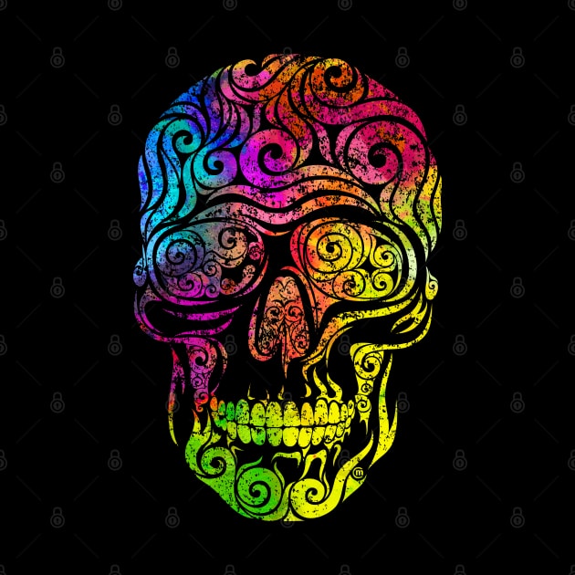 Swirly Skull (color) by VectorInk