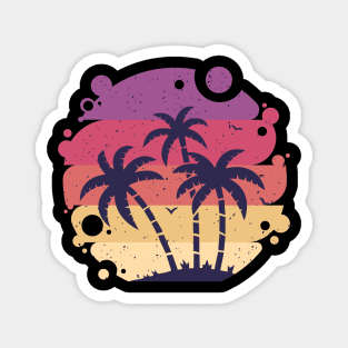 Tropical palm tree sunset graphic, Hawaiian summer beach vacation novelty, Men Women Magnet