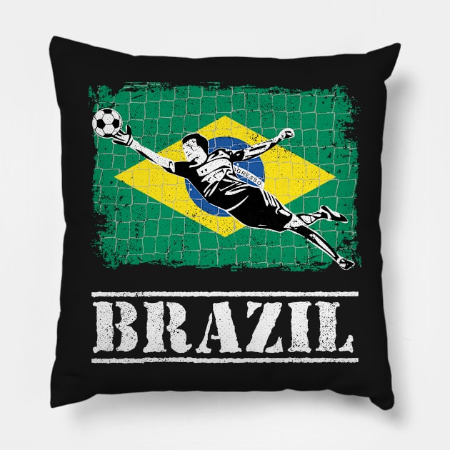 Brazil Soccer Goalie Goal Keeper Shirt Pillow by zeno27