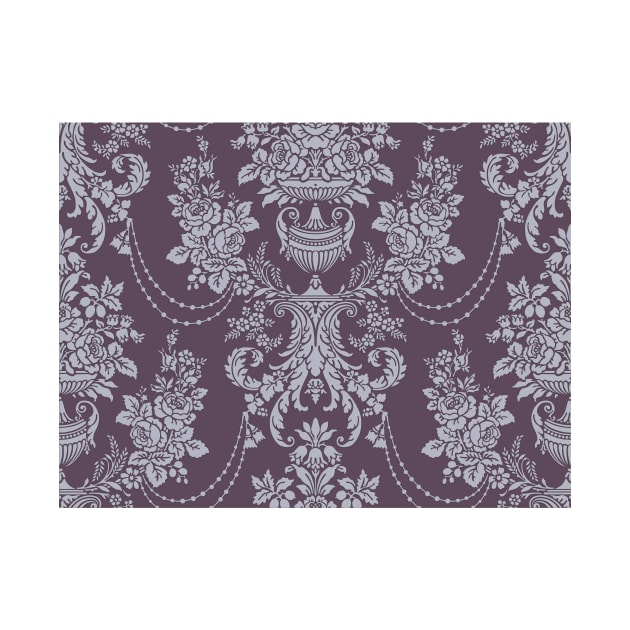 Mauve and Gray Damask by Art by Big Al