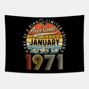 Awesome Since January 1971 Vintage 52nd Birthday Tapestry