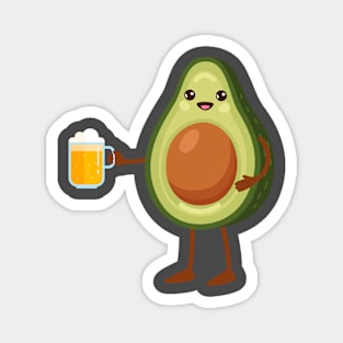 Avacado with beer. Magnet