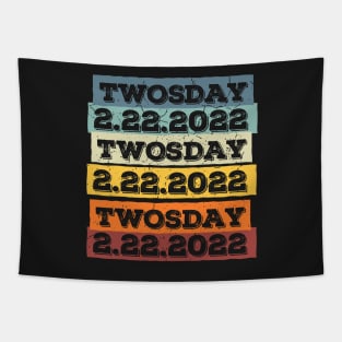 Twosday 2-22-2022 Tuesday Teacher Student Vintage Two Funny Tapestry