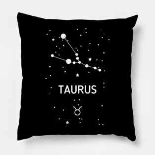 Taurus Zodiac Sign Constellation (White Print) Pillow