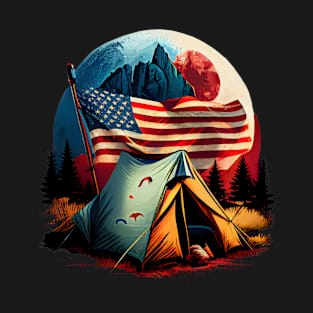 Adventure Awaits: Explore the Great Outdoors with Cool Hiking and Camping Motifs in the USA T-Shirt