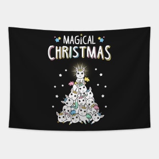 Magical Christmas With Unicorn Tree Tapestry