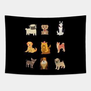 Dog Pack Cute Kawaii Cartoon Tapestry