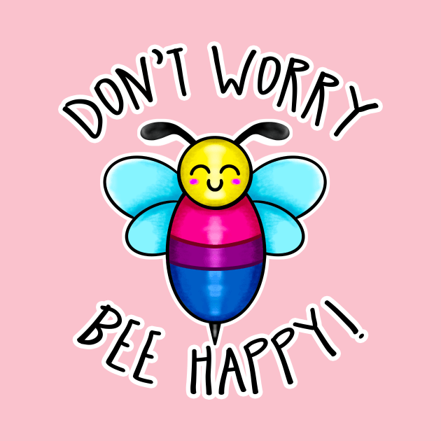 Kawaii LGBT Don't Worry Bee Happy. Bisexual Pride Flag by bolincradleyart
