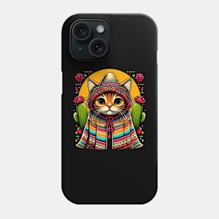 Cinco De Mayo Funny Mexican Cat Sombrero Poncho Men Women Phone Case