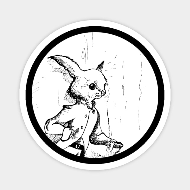 posh rabbit drawing - fantasy inspired art and designs Magnet by STearleArt