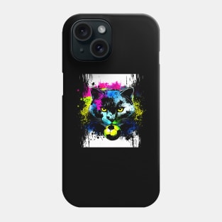 Black Cat Soccer Player - Soccer Futball Football - Graphiti Art Graphic Paint Phone Case