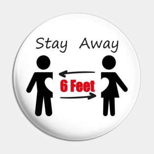 Stay 6 feet away With Man And Women Icons Social Distancing Face Cover Pin