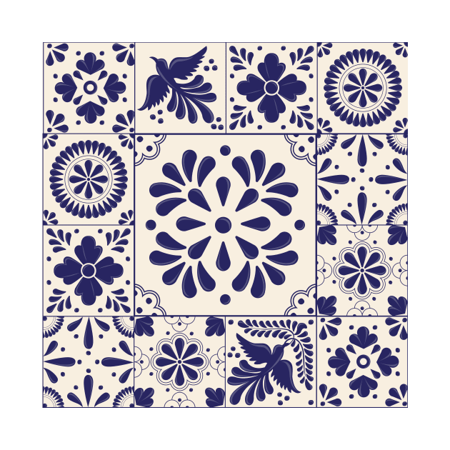 Blue Mexican Talavera Pattern by Akbaly