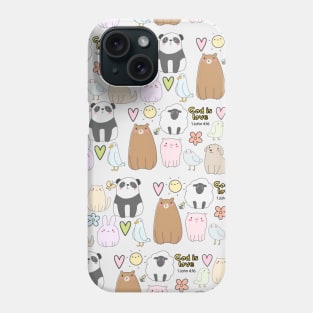 God is Love Scripture Cute Baby Animals Love Hearts Phone Case