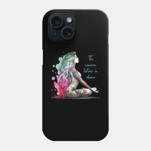 The universe listen in silence. Yoga Phone Case