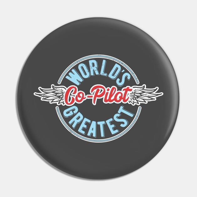 World's Greatest Co Pilot T-Shirt Aviation Airplane Wings Pin by Uinta Trading