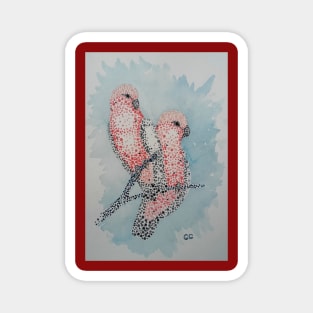 Australian Galahs painted in Pointalism Style - Dots Magnet