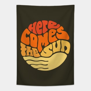 Here Comes the Sun Groovy Word Art Tapestry