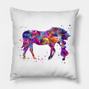 Little girl and horse Pillow