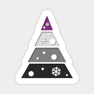 Minimalist Christmas Tree in Asexual Pride Flag Colors Magnet