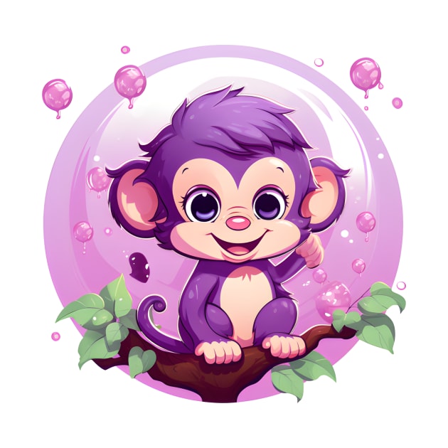 Purple Monkey in a Bubblegum Tree by cesspoolofcool