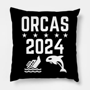 Orcas 2024 Funny Politics Orca Sinking Boat Election Pillow