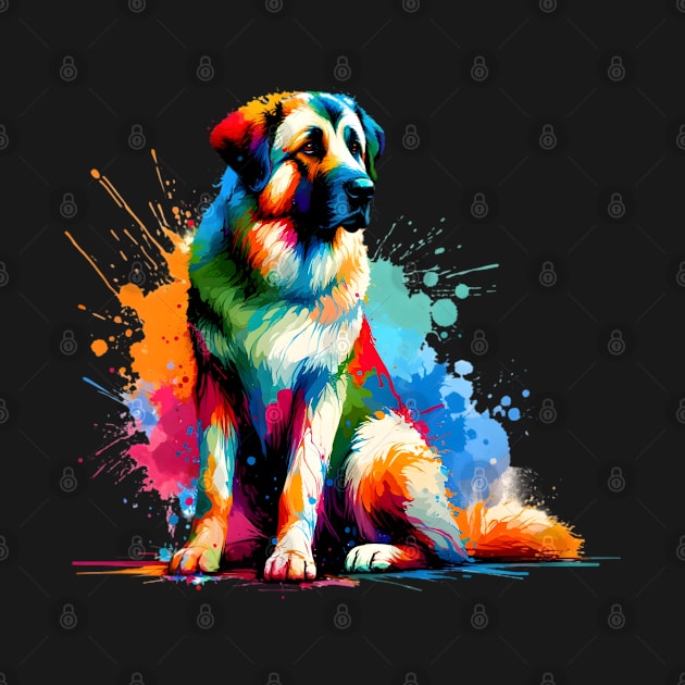 Colorful Anatolian Shepherd Dog in Abstract Splash Art by ArtRUs