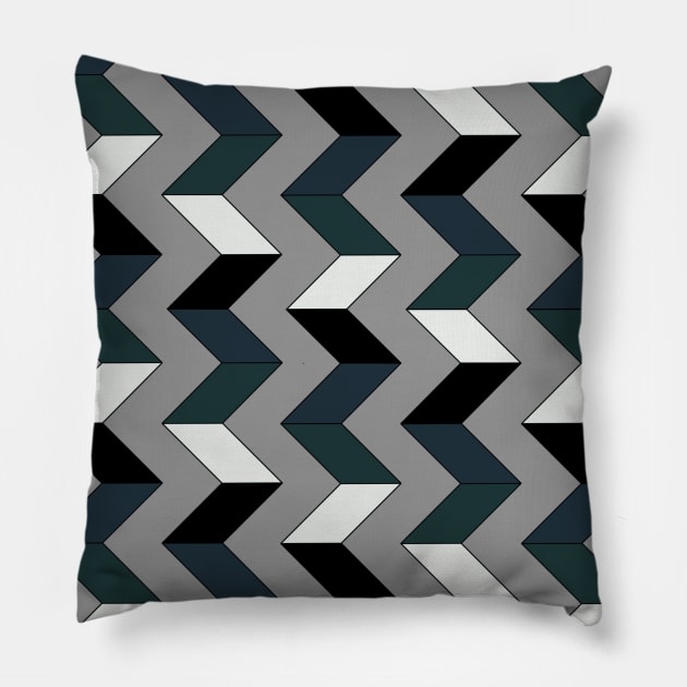 Chevron Geometric Pattern, Grey, Black and White Pillow by OneThreeSix