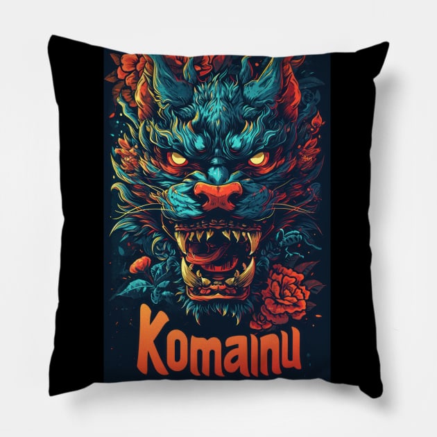 Spectral Komainu Protector #3 Pillow by TooplesArt