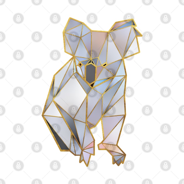 Koala Geometric Gold Lines 2 by HappyGiftArt