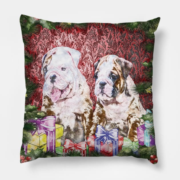 Merry Christmas English Bulldog Pillow by Aventi