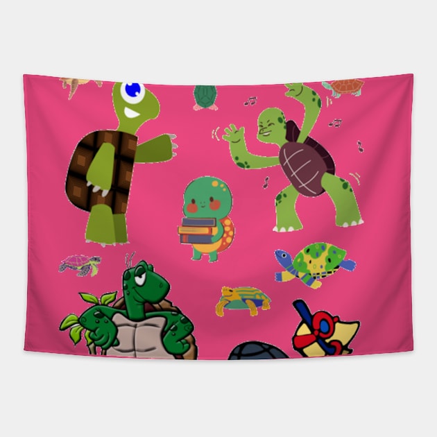 Cool turtles Tapestry by Jo3Designs