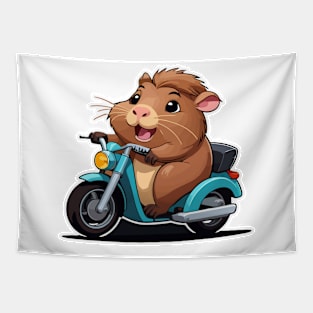 Funny Guinea Pig on Moped Tapestry