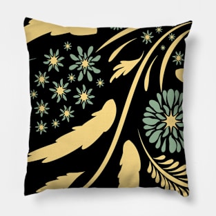 Folk floral art print  Flowers abstract art  poster Pillow