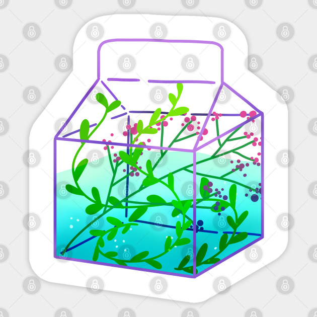Juice box water terrarium aka aquarium - Aesthetic - Sticker