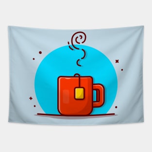 Hot Tea Cartoon Vector Icon Illustration Tapestry