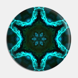 Psychedelic Kaleidoscope Teal Pin