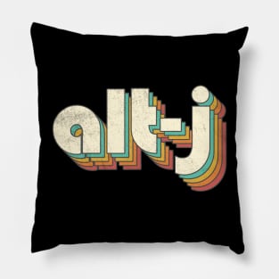 Vintage Alt-J Rainbow Letters Distressed Style Pillow