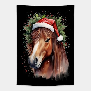 Christmas Watercolor Horse Equestrian Christmas Tapestry