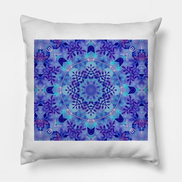 Blue Winter Mandala Pillow by sarahwainwright