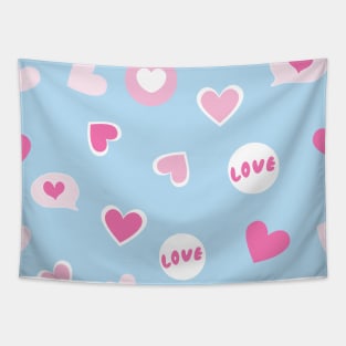 Love Valentines hearts in blue background ,brafdesign Tapestry