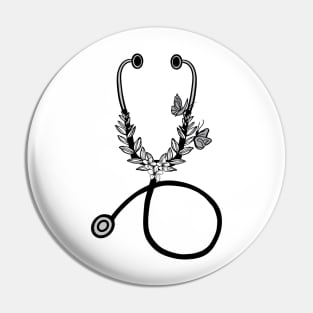 Floral stethoscope Pin