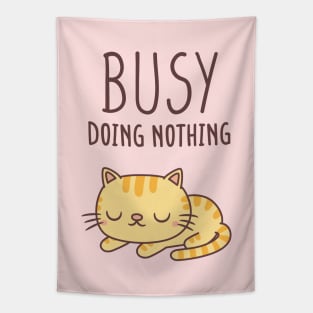 Cute Orange Tabby Cat Busy Doing Nothing Tapestry