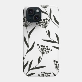 Black White Simple Botanical Tropical Leaves Phone Case