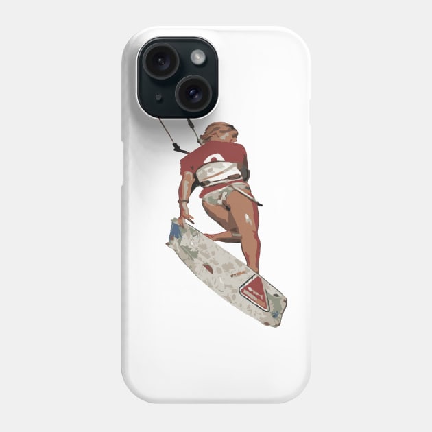 Kitesurfers Freestyle Kite Female Rider Color Illustration Phone Case by taiche