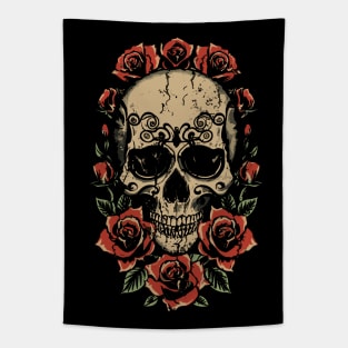 skull and roses Tapestry