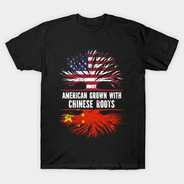 Discover American Grown with Chinese Roots USA Flag - American Grown With Chinese Roots - T-Shirt