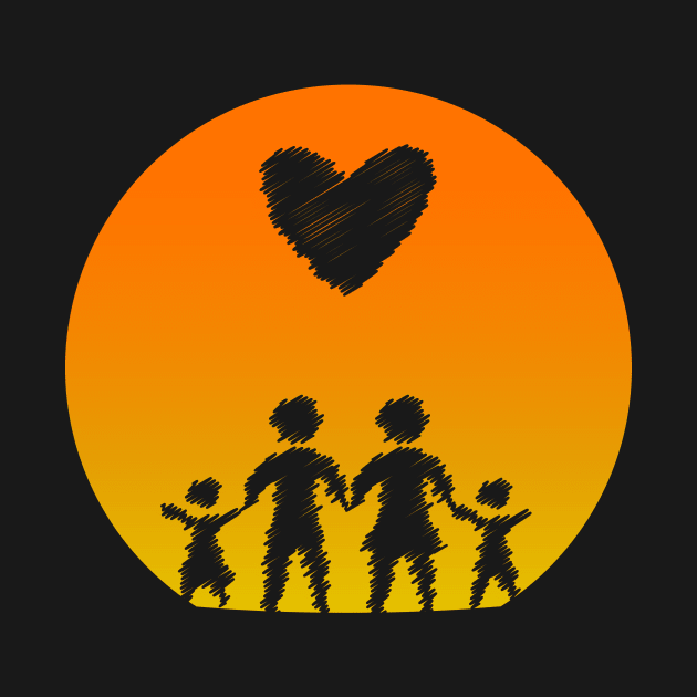 Family Sunset Love Mom Dad Children Heart Gift Idea by JeZeDe